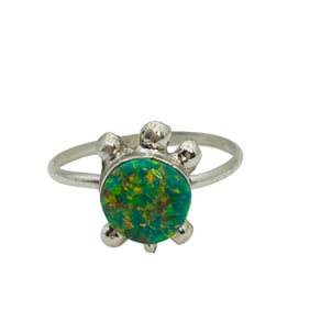 Sarah Bowanie Zuni Sterling Opal Turtle Ring SZ 4.5