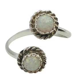Esther White Navajo Sterling Opal Adjustable Bypass Ring