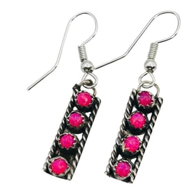 Esther White Navajo Sterling Pink Opal Earrings