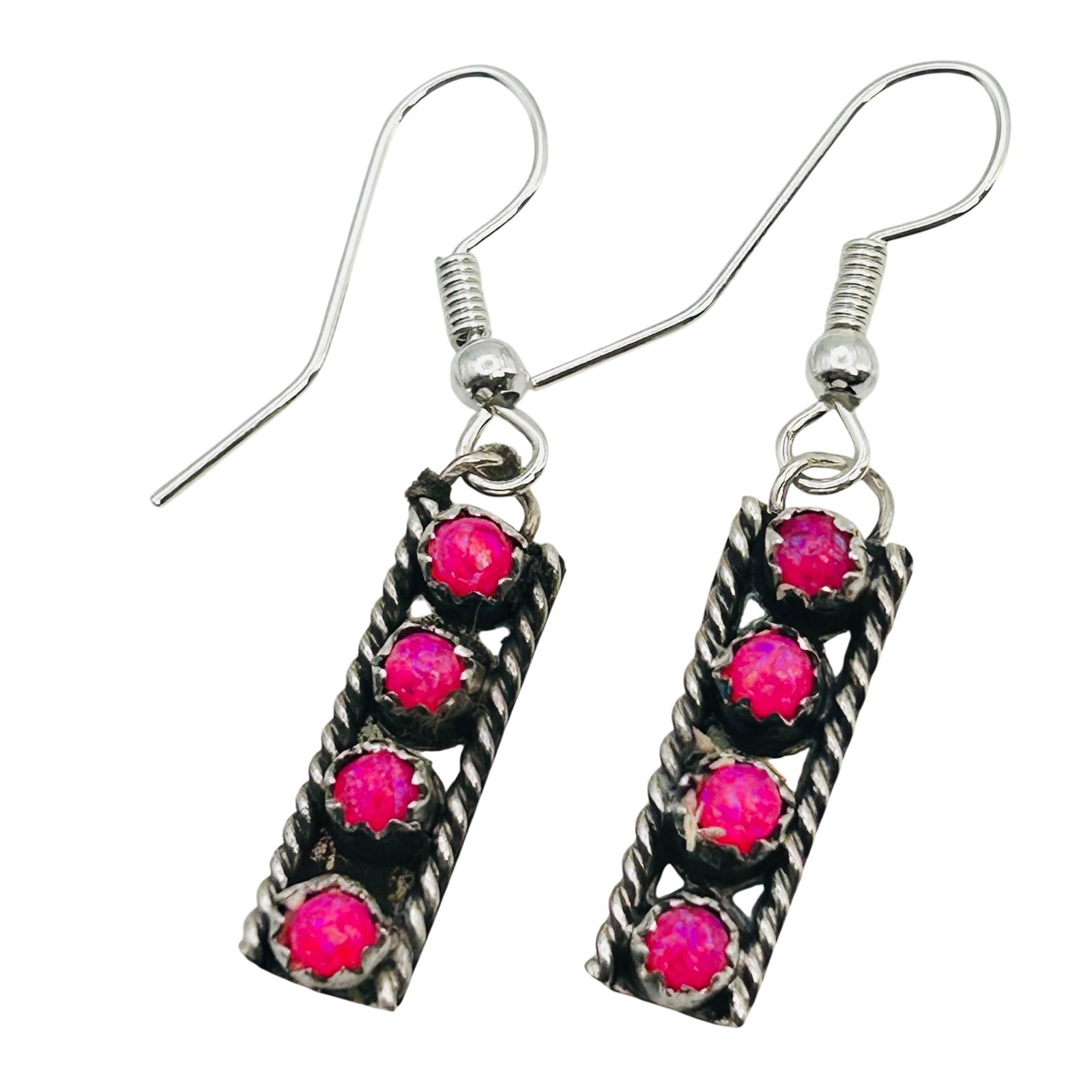 Esther White Navajo Sterling Pink Opal Earrings (1 of 6)