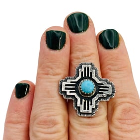 Therese Smith Navajo Sterling Kingman Turquoise Ring SZ 6.5
