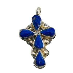C. Iule Zuni Sterling Lapis Cross Pendant