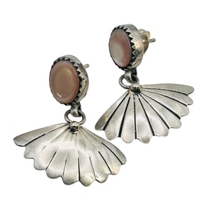 Gary Shorty Navajo Sterling Pink Shell Earrings