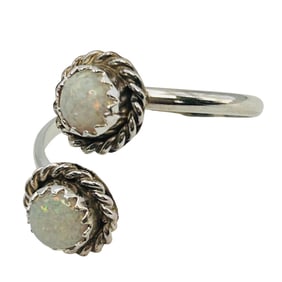 Esther White Navajo Sterling Opal Adjustable Ring