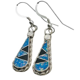 Swain Charlie Zuni Sterling Multi Stone Earrings