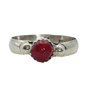 Jason Yazzie Navajo Sterling Red Coral Ring SZ 9