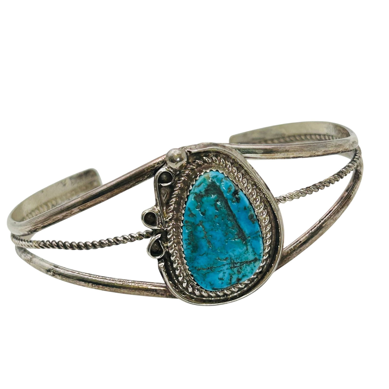 Donovan Nez Navajo Sterling Kingman Turquoise Cuff (1 of 10)