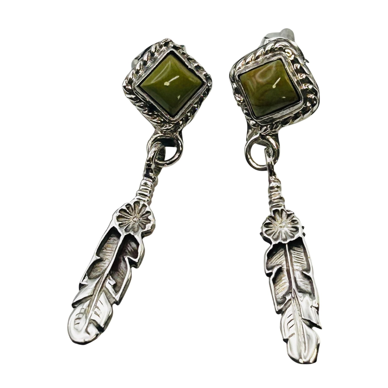 Annisa Martinez Navajo Sterling Kingman Turquoise Earrings (1 of 6)