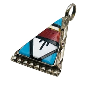 Carol Niha Zuni Sterling Inlay Multi Stone Pendant