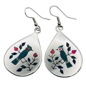 Raymond Boyd Navajo Sterling Hummingbird Earrings