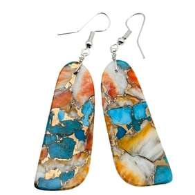 Jameson Pete Navajo Sterling Spiny Oyster Turquoise Slab Earring