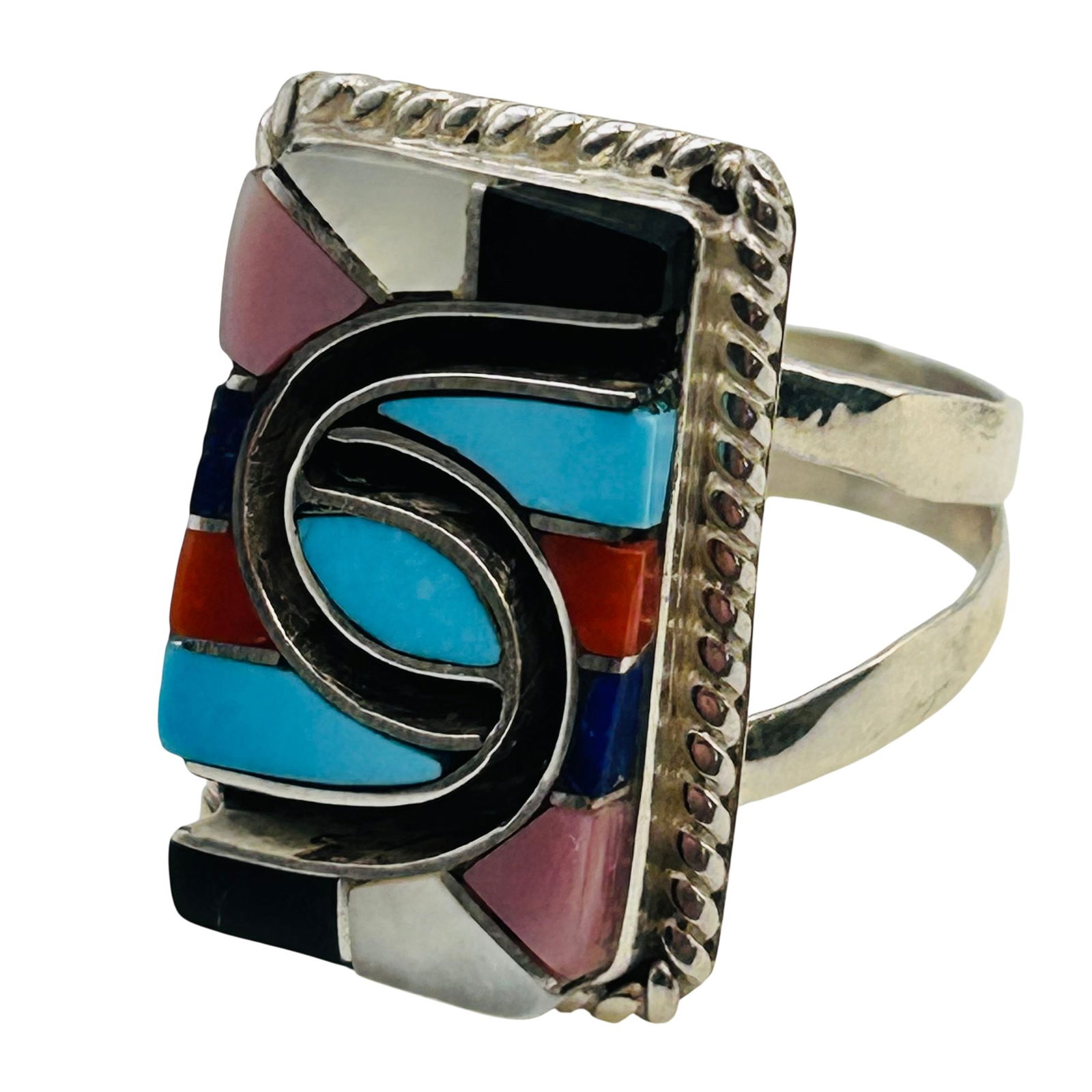 Amy Wilson Zuni Sterling Multi-Stone Ring SZ 7: Amy Wilson Zuni Sterling Multi-Stone Rectangular Ring SZ 7 6.68 grams