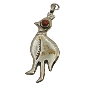 Pauline Nelson Navajo Sterling Coral Bird Pendant