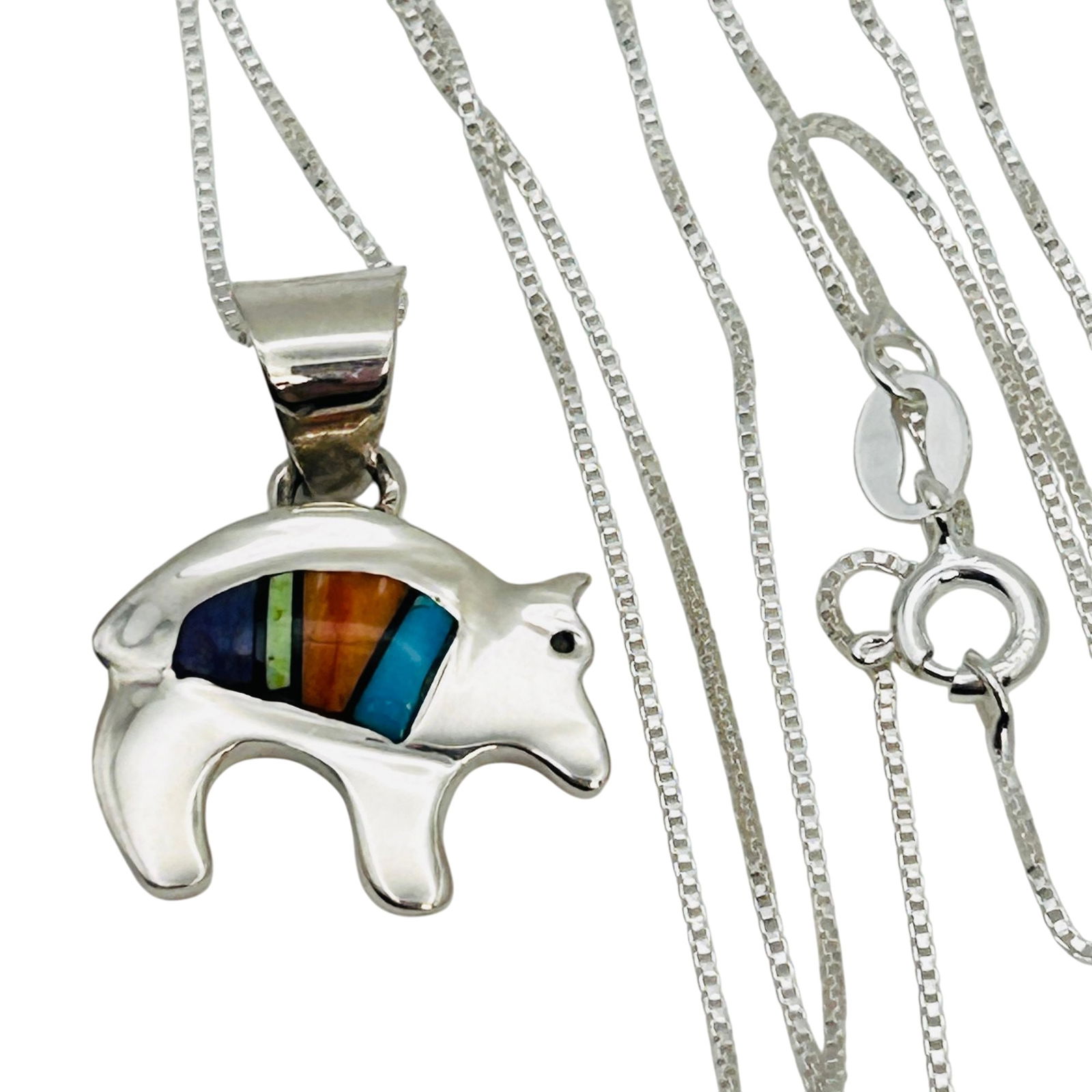 Allen Lee Navajo Sterling Multi Stone Necklace (1 of 8)