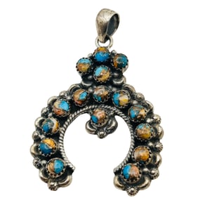 Hada Collection Sterling Spiny Oyster Turquoise Naja Pendant