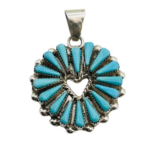 Rebecca Laate Zuni Sterling Turquoise Heart Pendant