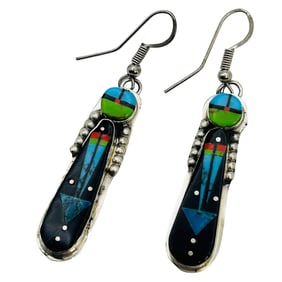 Gilbert Smith Navajo Sterling Inlay Stone Night Sky Earrings