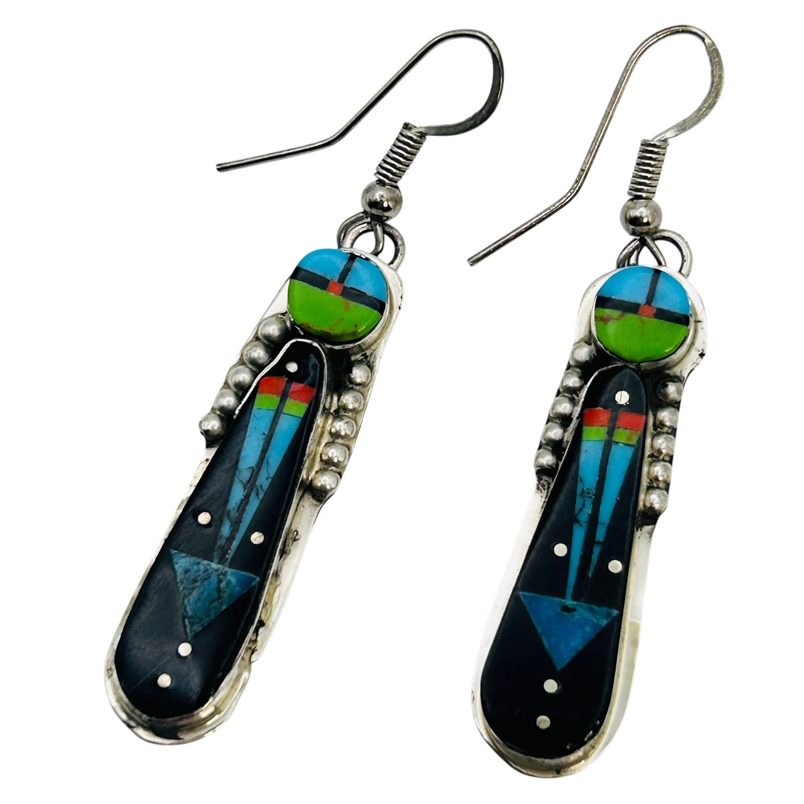Gilbert Smith Navajo Sterling Inlay Stone Night Sky Earrings (1 of 9)