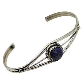 Esther White Navajo Sterling Charoite Bracelet