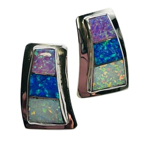 Norvin Johnson Navajo Sterling Opal Earring