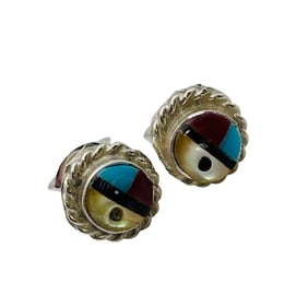 Devoria Bowakay Zuni Sterling Sunface Earring