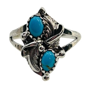 Annette Martinez Navajo Sterling Turquoise Ring SZ. 8