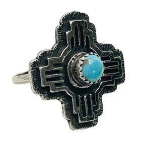 Theresa Smith Navajo Sterling Turquoise Ring SZ. 6.5
