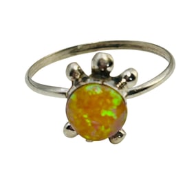 Sarah Bowanie Zuni Sterling Opal Turtle Ring SZ. 6