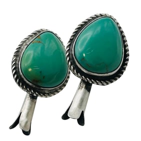 Donovan Nez Navajo Sterling Kingman Turquoise Squash Earrings