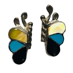 Vincent Hooee Zuni Sterling Multi Stone Earrings