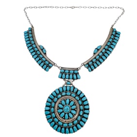 Juliana William Navajo Sterling Turquoise ClusterNecklace
