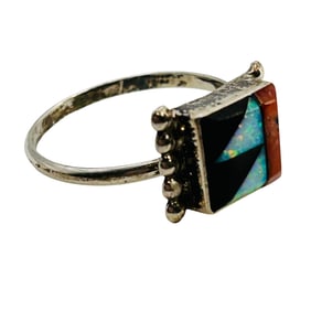 Tyron Martinez Zuni Sterling Multi Color Inlay Ring SZ. 7