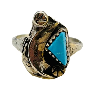 Elrick Hechilay Zuni Kingman Turquoise Ring SZ. 7