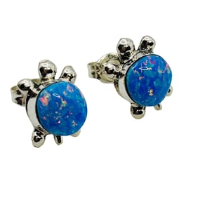 Richard Siow Zuni Sterling Opal Turtle Earrings