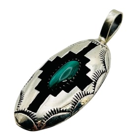Felix Perry Navajo Sterling Green Malachite Pendant