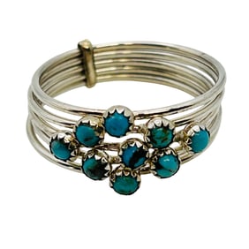Navajo Sterling Turquoise Multi Band Ring SZ.9
