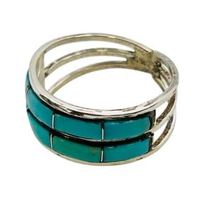 Debbie Livingston Navajo Sterling Kingman Turquoise Ring SZ. 7.5