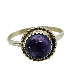 Esther White Navajo Sterling Charolite Ring SZ. 7.5