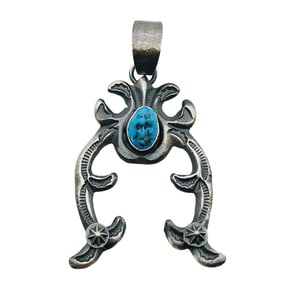 Kevin Billah Navajo Sterling Kingman Turquoise Pendant