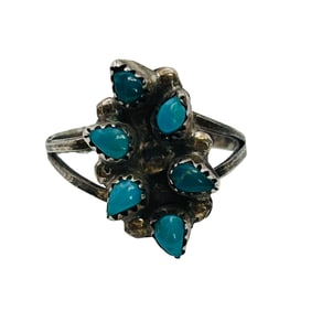 Vintage Native Sterling Turquoise Ring Size 4