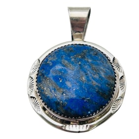 Navajo Signed CT Lapis Lazuli Sterling Pendant