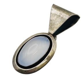 Navajo Signed CW Sterling Moonstone Pendant