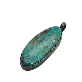 Vintage Navajo Turquoise Sterling Oval Pendant