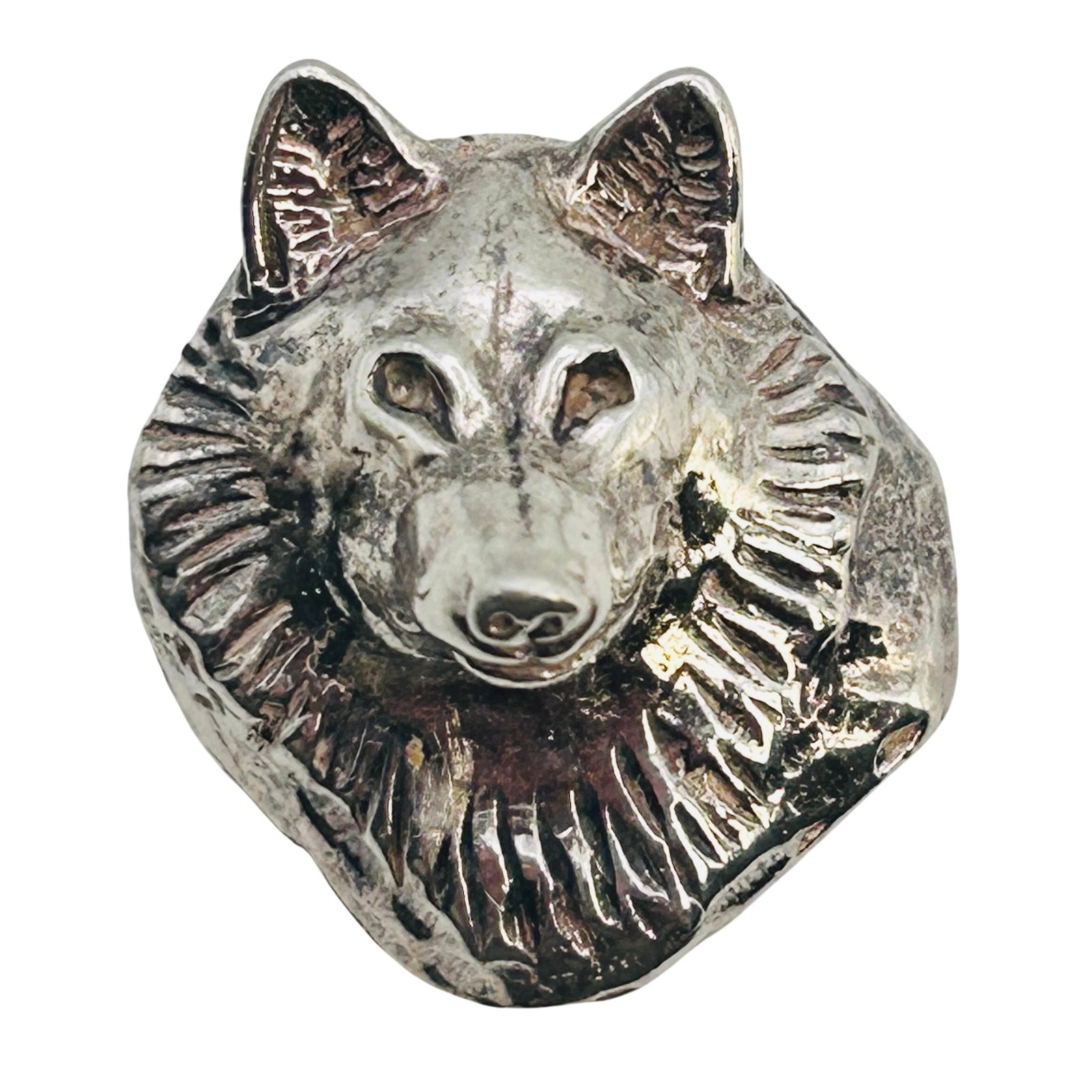 Southwest Sterling Wolf Head Pin/ Pendant: Southwest Sterling Wolf head pin/ pendant 10.36 g