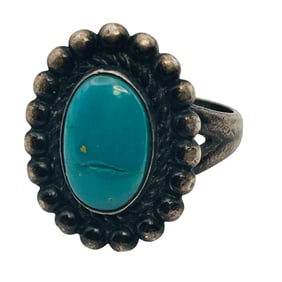 Bell Trading Post Sterling Turquoise Ring Size 5.5, 4.69 G
