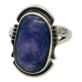 Navajo ARKGE Nelson Tanzanite Sterling Oval Ring Size 7