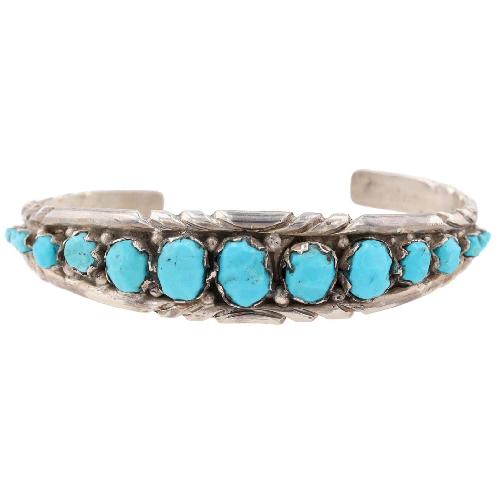 Richardson's Trading Post Virginia Quam Zuni Sterling Turquoise Cuff Bracelet (1 of 8)