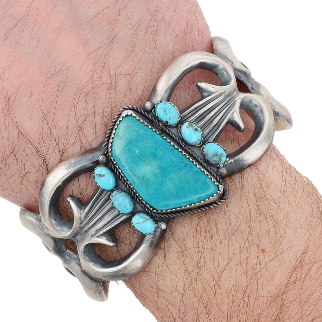 Richardson's Trading Post Linda Montoya Navajo Sterling Turquoise Cuff Bracelet: Presented in partnership with the historic Richardson’s Trading Post, a cornerstone of Native American jewelry since 1913. Selected from their archives of rare vintage and contemporary pieces. Linda