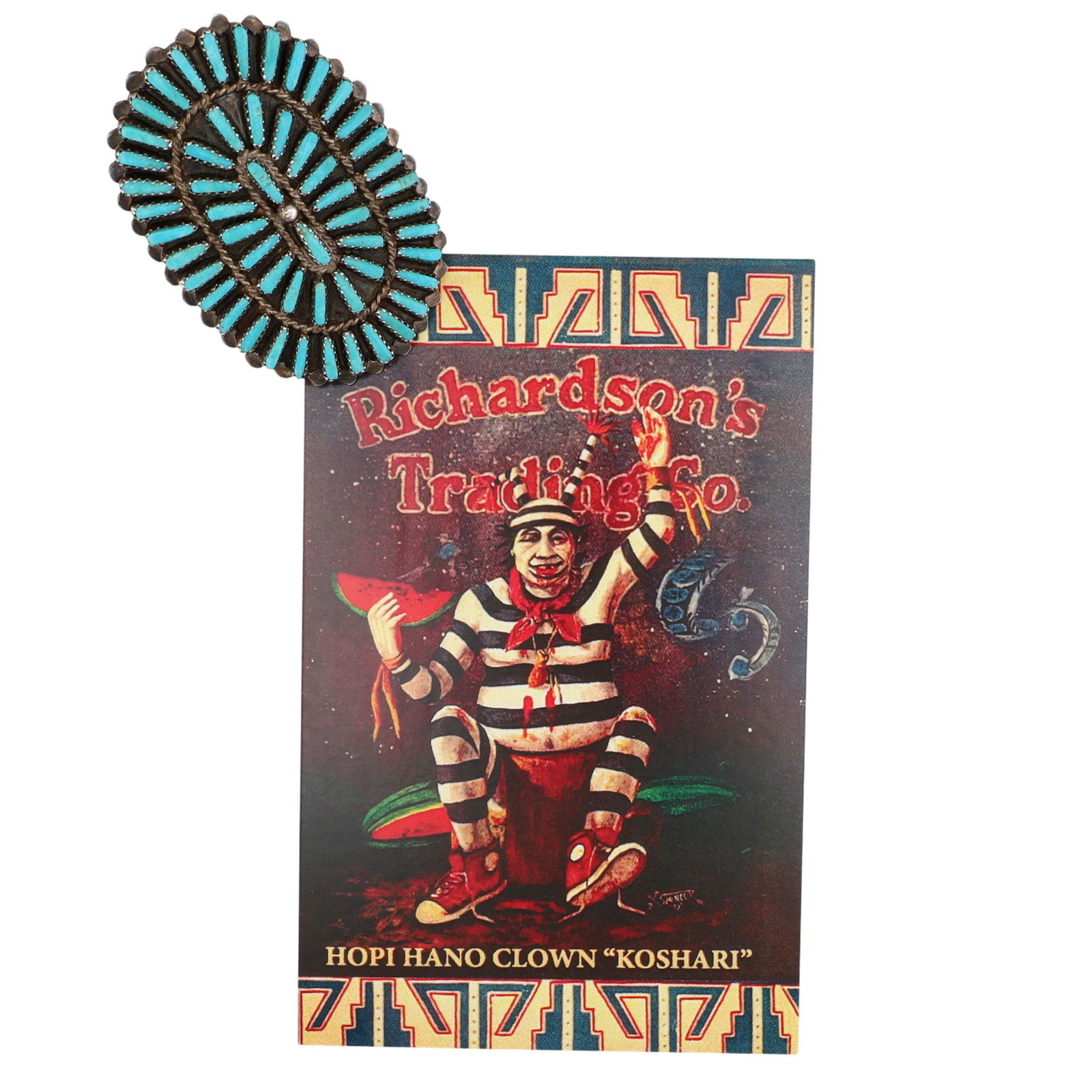 Richardson's Trading Post L. BYJOE Navajo Sterling Needlepoint Turquoise Ring Sz. 8.25 - 2