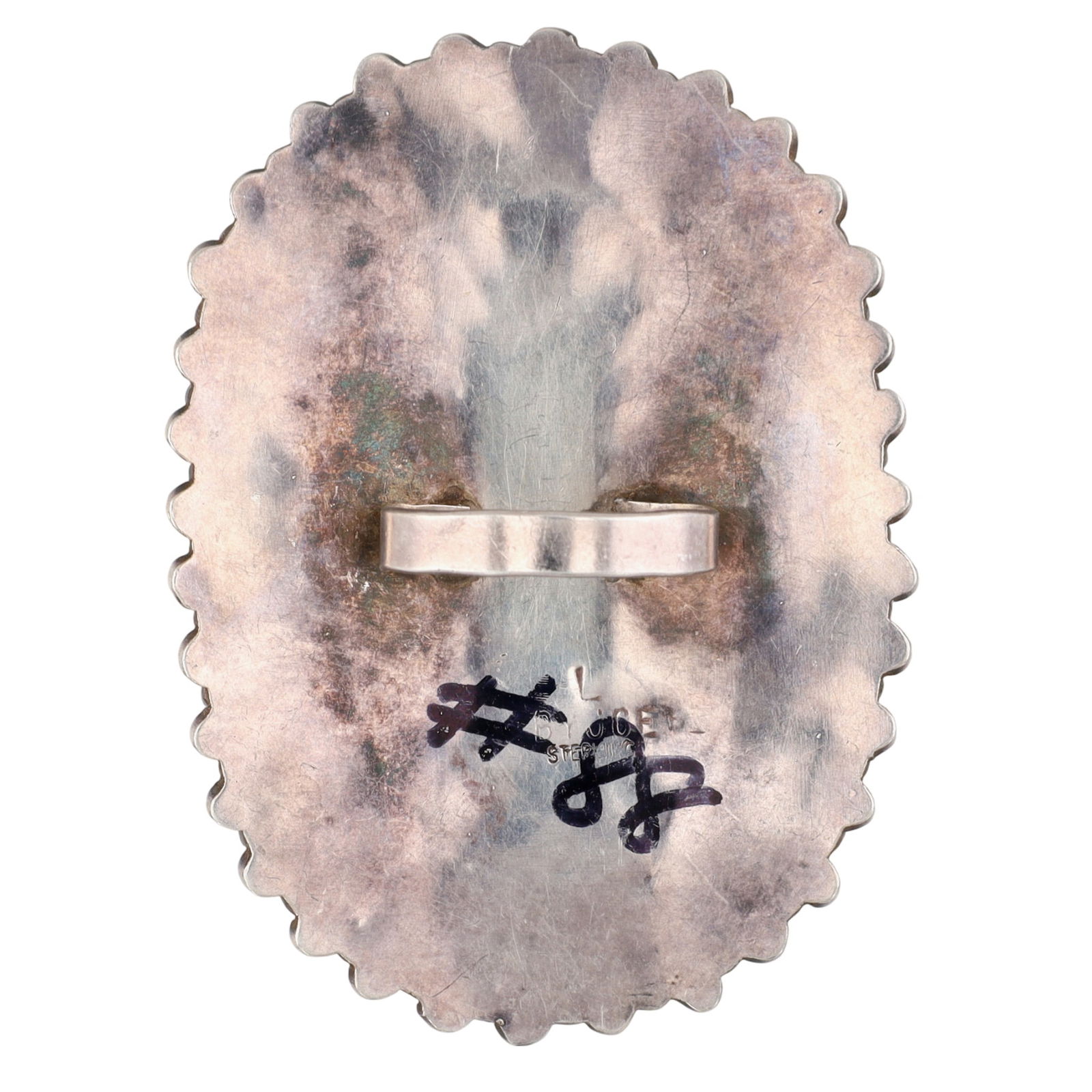 Richardson's Trading Post L. BYJOE Navajo Sterling Needlepoint Turquoise Ring Sz. 8.25 - 4